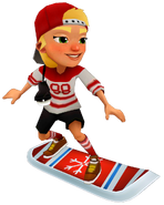 Olivia in her Skate Outfit surfing on Snowflake