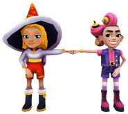 Cleo in her Heart Breaker Outfit fist bumping Freya in her Winter Magic Outfit