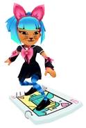 Harumi in her Meow Outfit surfing on Queen of Hearts