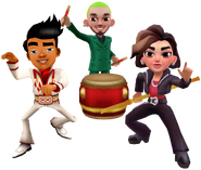 Rex, J Balvin, and Demi Lovato with the Lunar New Year bundle pose
