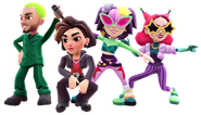 J Balvin, Demi Lovato, Ji-Yeong in her Celestial Outfit, and Stella with World Tour Crew pose