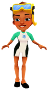 Kim in her Dive Outfit with Jenny's pose