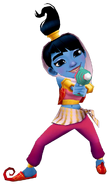 Amira in her Genie Outfit with Alba's pose