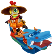 Monkbot surfing on Dragon Boat