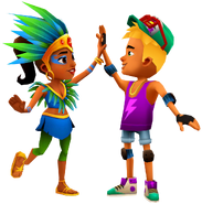 Carmen and Nick high fiving