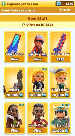 Subway Surfers on X: Get Nordic! ⚔️ Celebrate the #SubwaySurfers 9th  Birthday with Trym, the new Copenhagen surfer, and Lana in her new Nordic  Outfit. 🌟 The bundle also unlocks the new