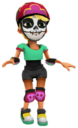 Olivia in her Derby Macabre Outfit with Carmen's pose