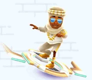 Prince K in his Shine Outfit surfing on Aero.