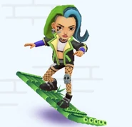 Skye surfing on Bamboo