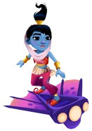 Amira in her Genie Outfit surfing on Viperfish