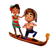 Sofia in her Tango Outfit and Marco riding Gondola together as bundle