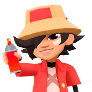 Saru with Subway Surfers icon Jake's pose