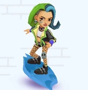 Skye surfing on Glacier