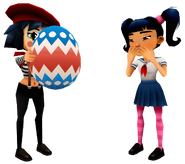 Coco giving a egg to Harumi