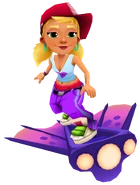 Tricky in her Heart Outfit surfing on Viperfish