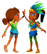 Kim and Carmen high fiving