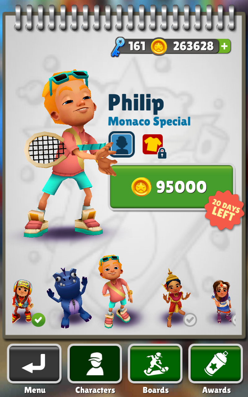 Subway Surfers World Tour Monaco - Philip All Outfits Run 