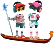 Tutti and Frutti on Gondola with Snow Squad pose