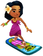 Noon in her Pink Outfit surfing on Turtle