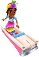 Ramona in her Piña outfit surfing on Chrome