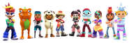 Gabriel, Dinorange, Zayn, Malik, Saru, Oni Hime, Snowy, Rani, Chicken Jake, and Finlay with Cyber Monday pose (from )