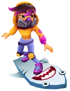 Miss Maia surfing on Great White