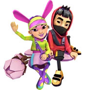 Bonnie in her Harajuku Outfit with Akira and Sakura board