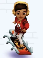 Alicia surfing on Skull Fire