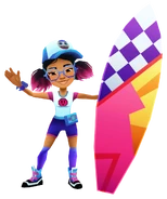Jenny in her Pixel Outfit with Retro Wave with Diver Bundle pose