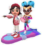 Alfie in his Cupid Outfit and Azura on Confetti Crush with Funky Allies Bundle pose