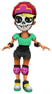 Olivia in her Derby Macabre Outfit with Jenny's pose