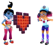 Amira in her Genie Outfit giving Pixel Heart to Jenny in her Pixel Outfit