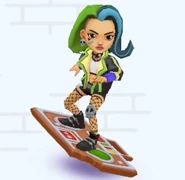 Skye surfing on Ginger Boom