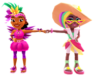 Berta in her Summer Eleganza Outfit fist bumping Carmen in her Shake Outfit