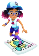 Jenny in her Pixel Outfit surfing on Queen of Hearts