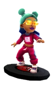 Alicia in her Tracksuit Outfit surfing on Scratchy