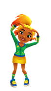 Carmen in her Team Outfit doing a heart pose