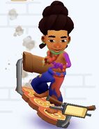 Jay in his Color Master outfit surfing on Retro Orange