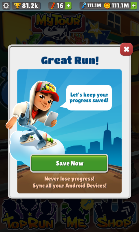 Subway Surfers has been updated with reduced input lag