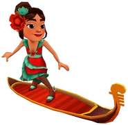 Sofia in her Tango Outfit surfing on Gondola