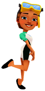 Kim in her Dive Outfit with Lucy's pose