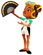 Kim in her Dive Outfit with Rosa's pose