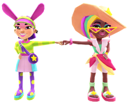 Berta in her Summer Eleganza Outfit fist bumping Bonnie in her Harajuku Outfit