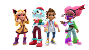 Ginger, Snowy, Kaleo, and Valentina in Gelatto Bundle pose