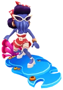 Cathy in her Seaside Outfit surfing on Coral