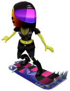 Zoe in her Biker Outfit surfing on Punk