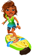 Kim surfing on Banana