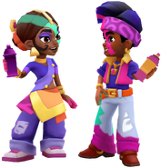 Rocky and Rani holding spray cans