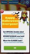 Zombie Jake dando as boas-vindas a atualização