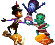 Eddy na Hexed e Noel na Pumpkin segurando Cathy